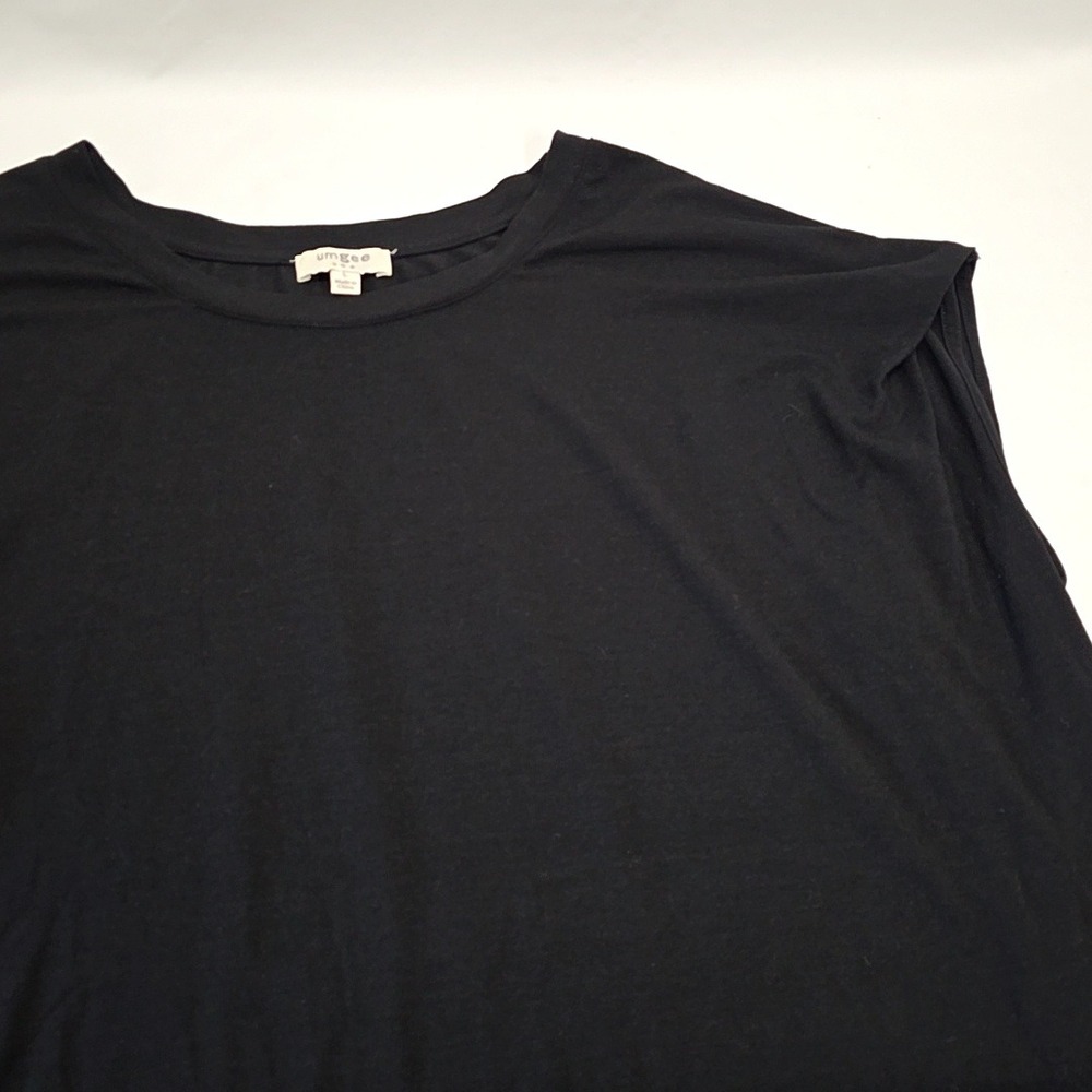 Umgee Top Women Large Black Cap Sleeve Crew Neck High-Low Relaxed Knit